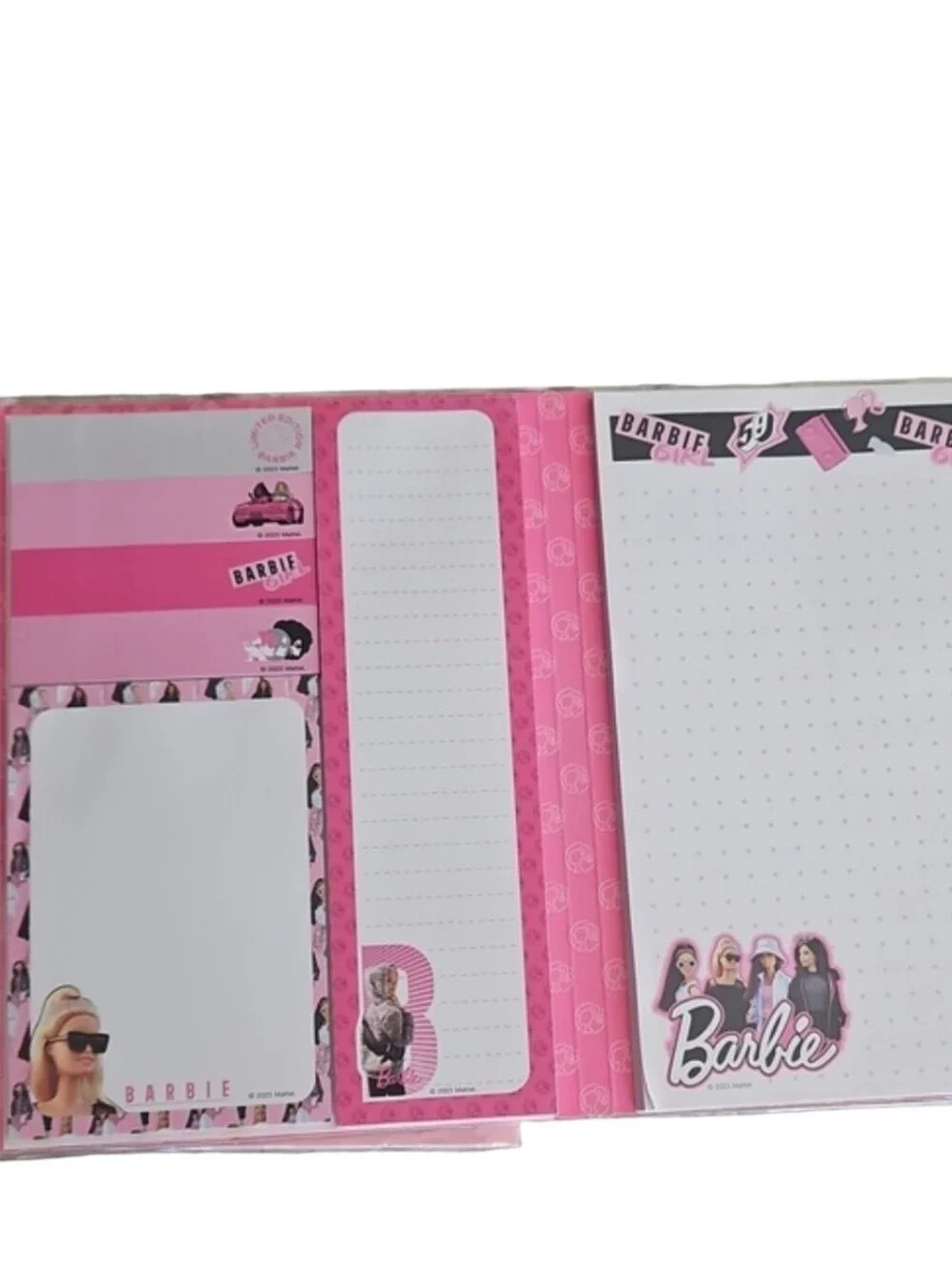 NEW Barbie Pink 'Future is Bright' Sticky Notes Memo Pads & Zip Pouch